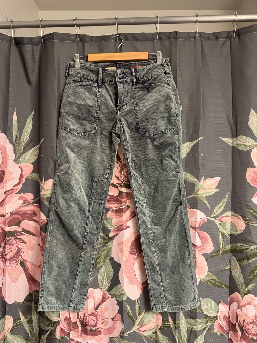 Pilcro Blue Corduroy Button-Fly Pants